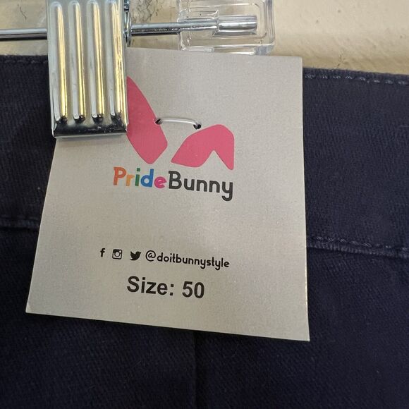 Pride Bunny Rainbow Roll Up Chino Pants Blue sz 50 New Denim Jeans Pride - Picture 6 of 7